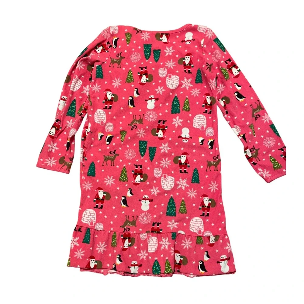 Carters Girls Christmas‎ Santa Penguin Pajama Nightgown Size 8-10 Festive GUC
